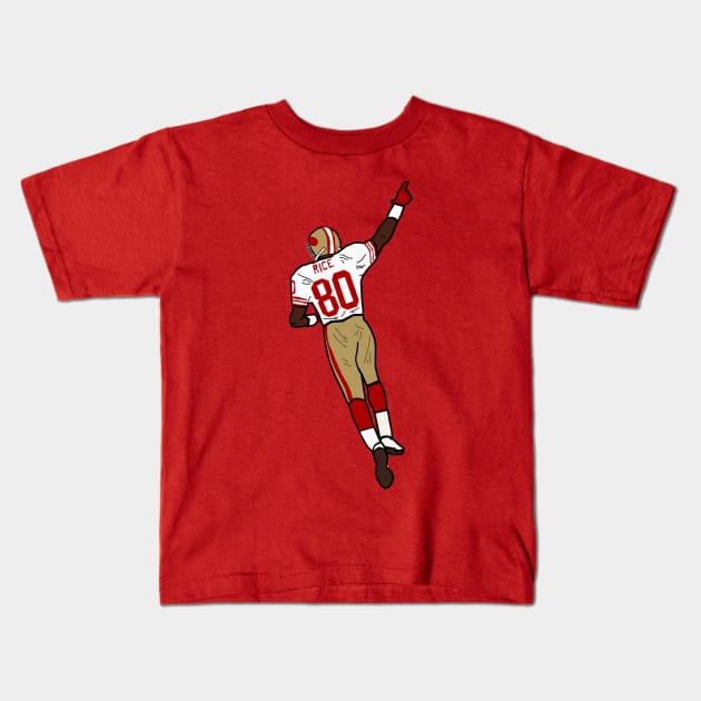 Jerry Rice Celebration - San Francisco 49ers Kids T-Shirt by xavierjfong